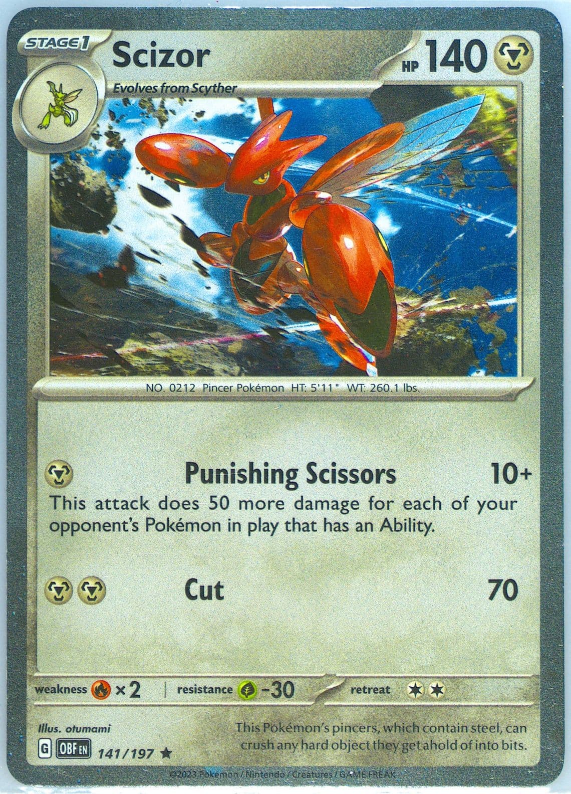 Scizor Meddling Sparks Premium Collection (141) 2023 Pokemon Obf EN-Obsidian Flames