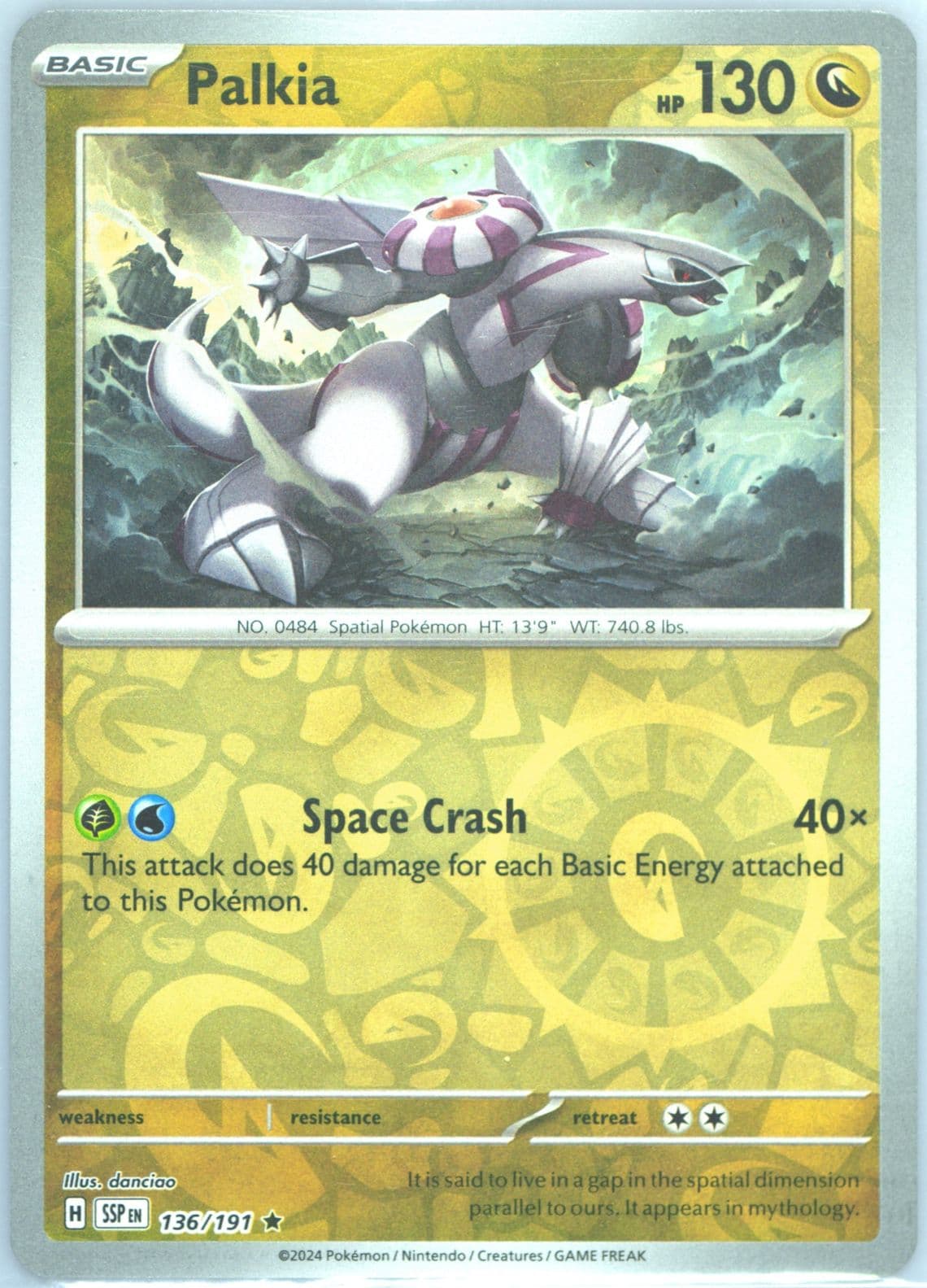 Palkia Reverse Holo (136) 2024 Pokemon Ssp EN-Surging Sparks