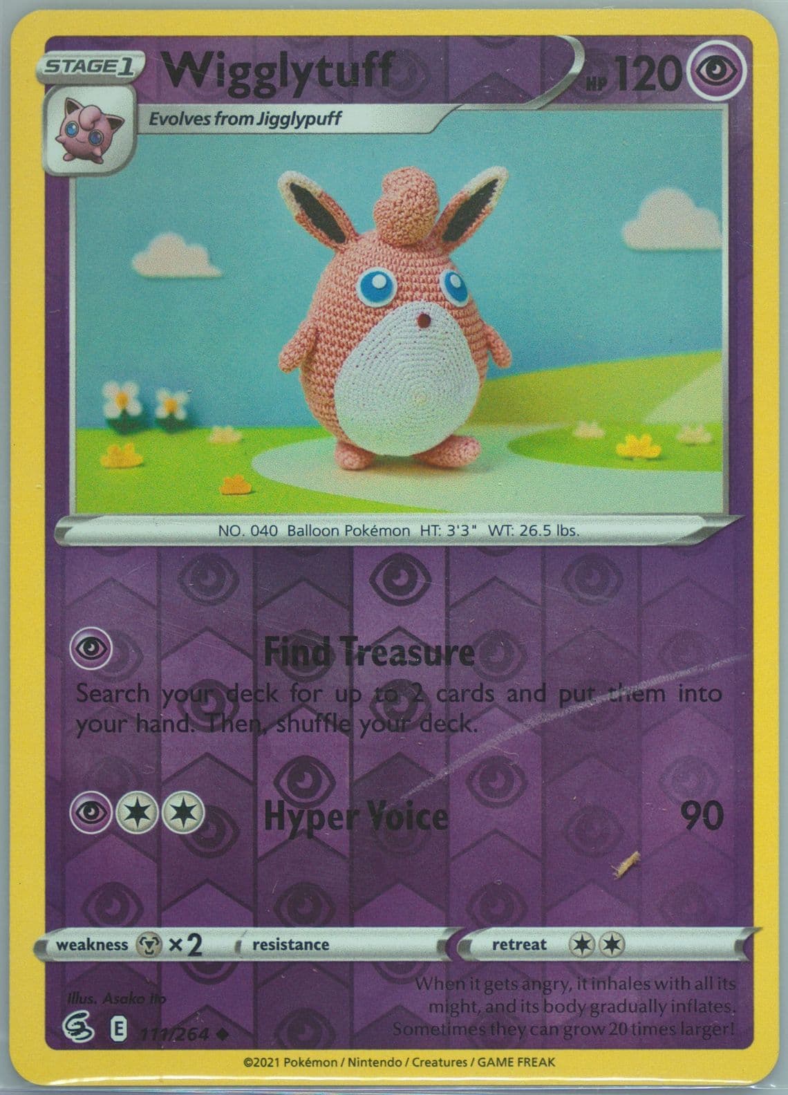 Wigglytuff-Reverse Foil (111) 2021 Pokemon Sword & Shield Fusion Strike
