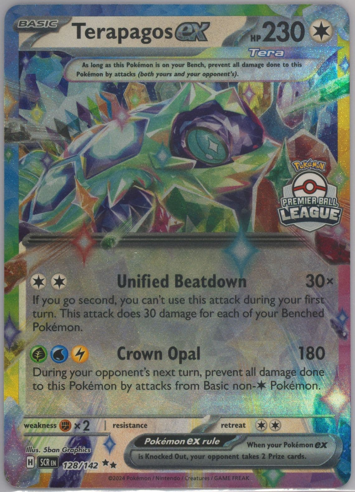 Terapagos EX Premier Ball League-Top 4 (128) 2024 Pokemon Scr EN-Stellar Crown