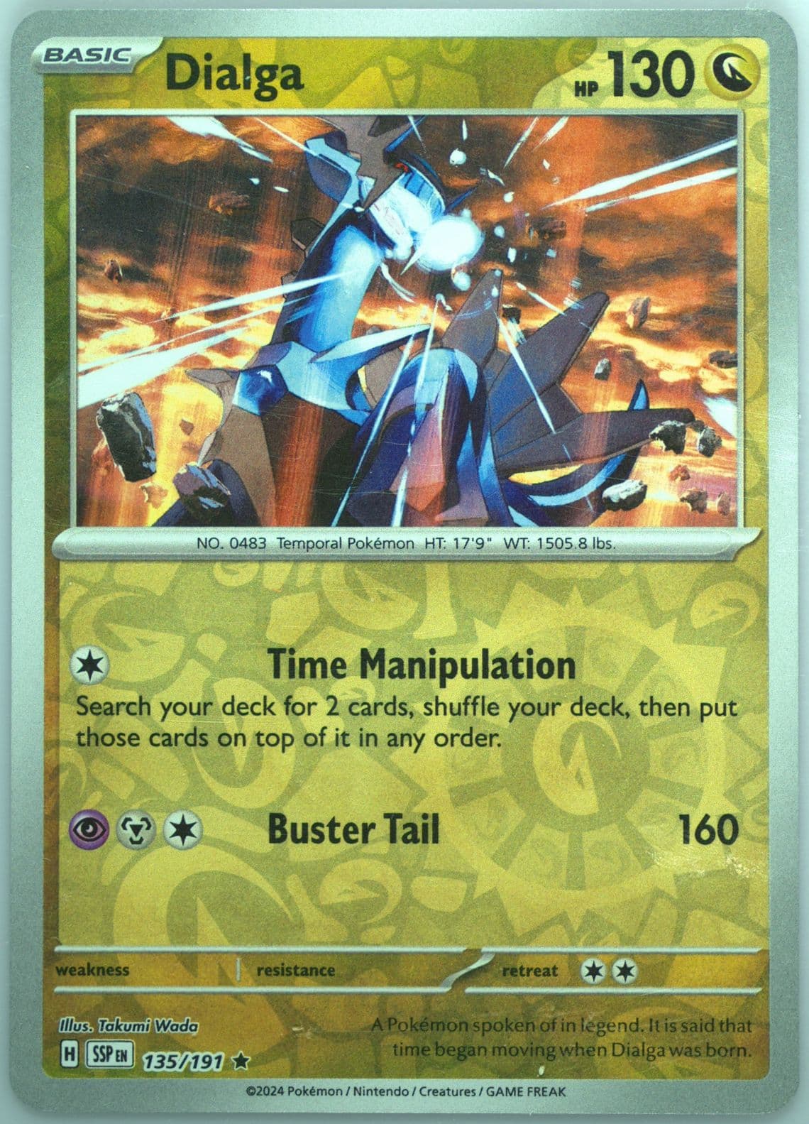 Dialga Reverse Holo (135) 2024 Pokemon Ssp EN-Surging Sparks