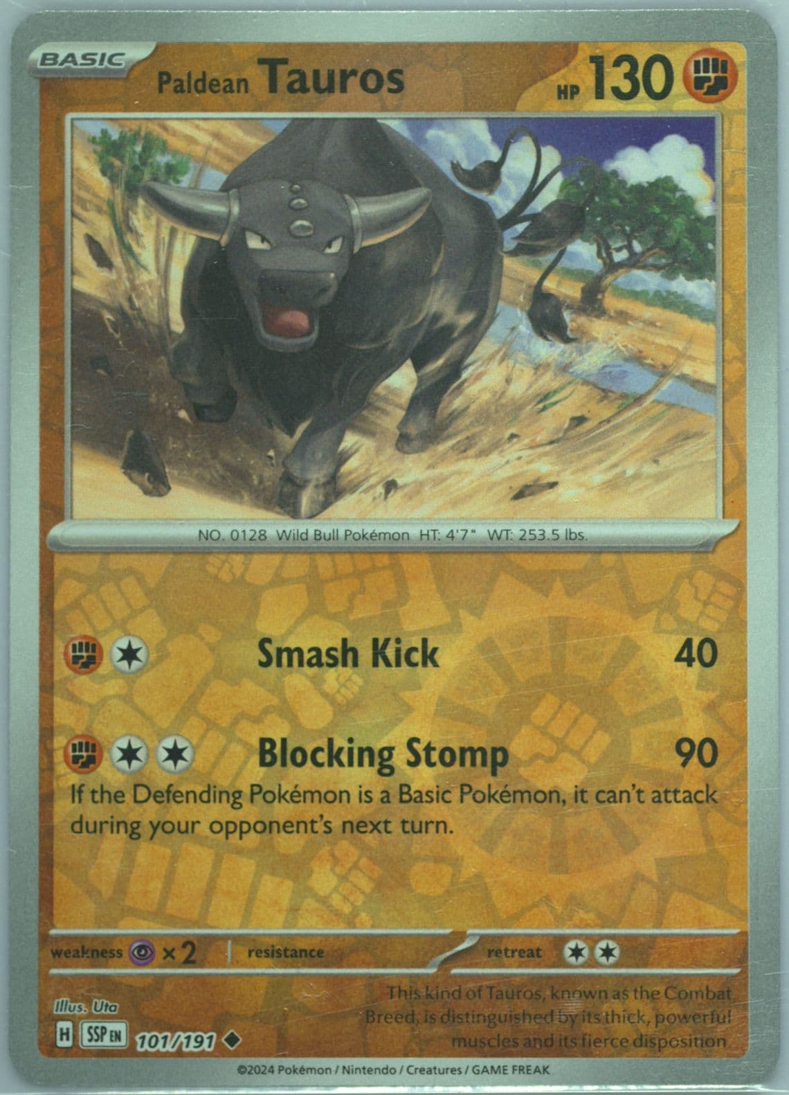 Paldean Tauros Reverse Holo (101) 2024 Pokemon Ssp EN-Surging Sparks