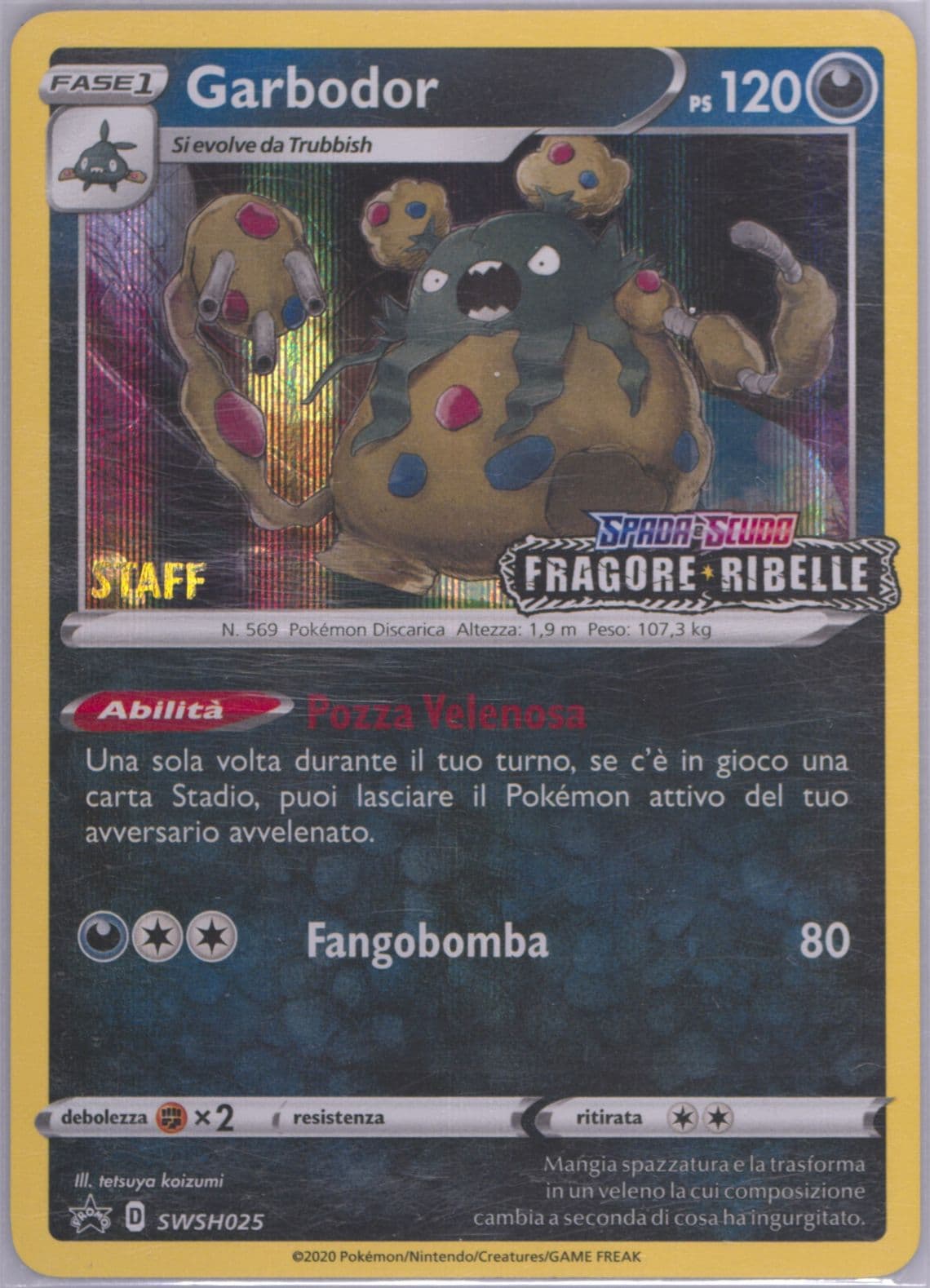 Garbodor-Holo Prerelease-Staff-Italian (025) 2020 Pokemon Swsh Black Star Promo