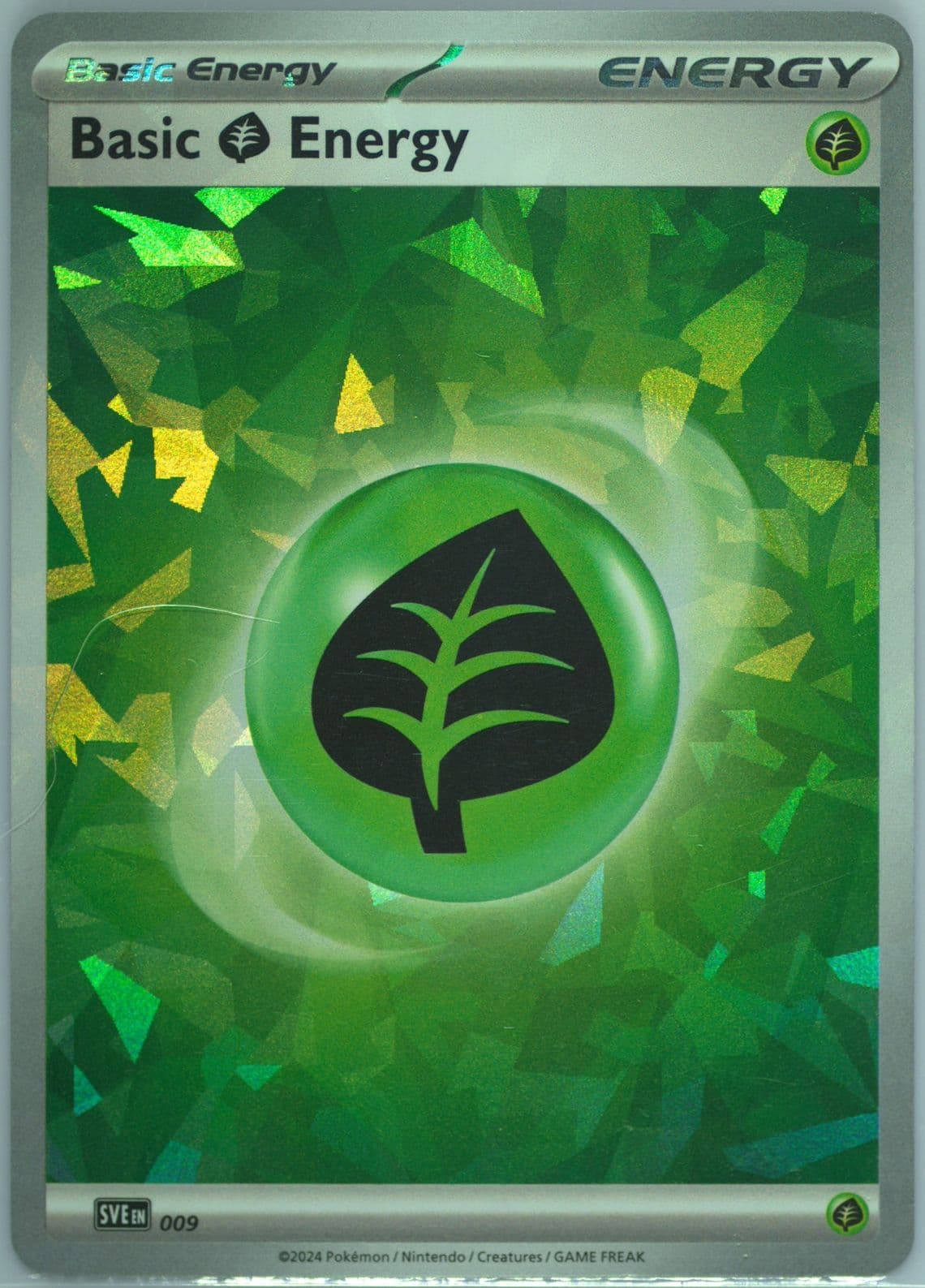 Basic Grass Energy Cracked Ice Holo (009) 2024 Pokemon Sve EN-Basic Energies