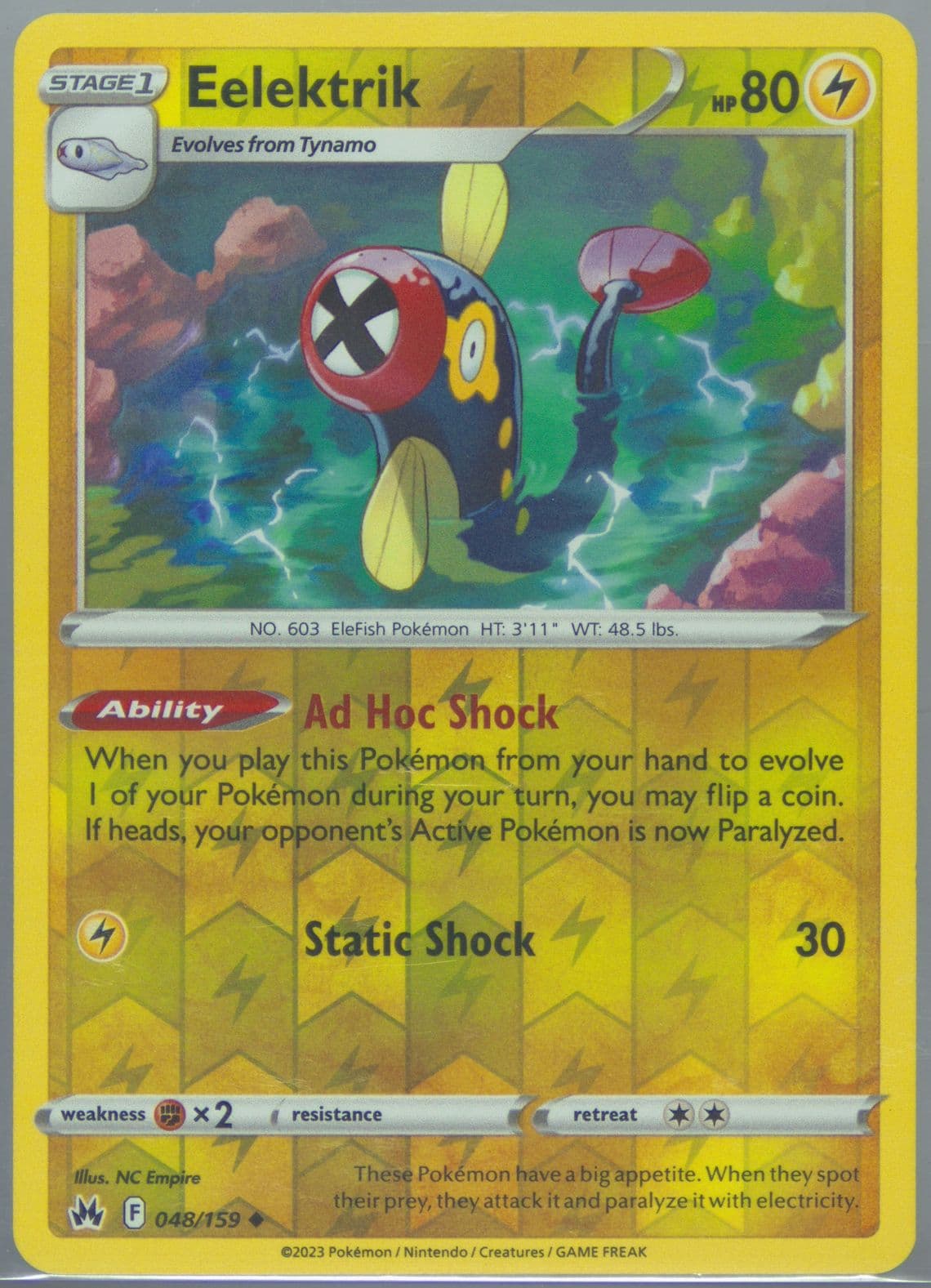 Eelektrik-Reverse Foil (048) 2023 Pokemon Sword and Shield Crown Zenith