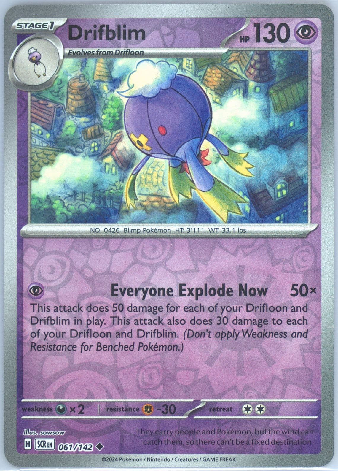 Drifblim Reverse Holo (061) 2024 Pokemon Scr EN-Stellar Crown