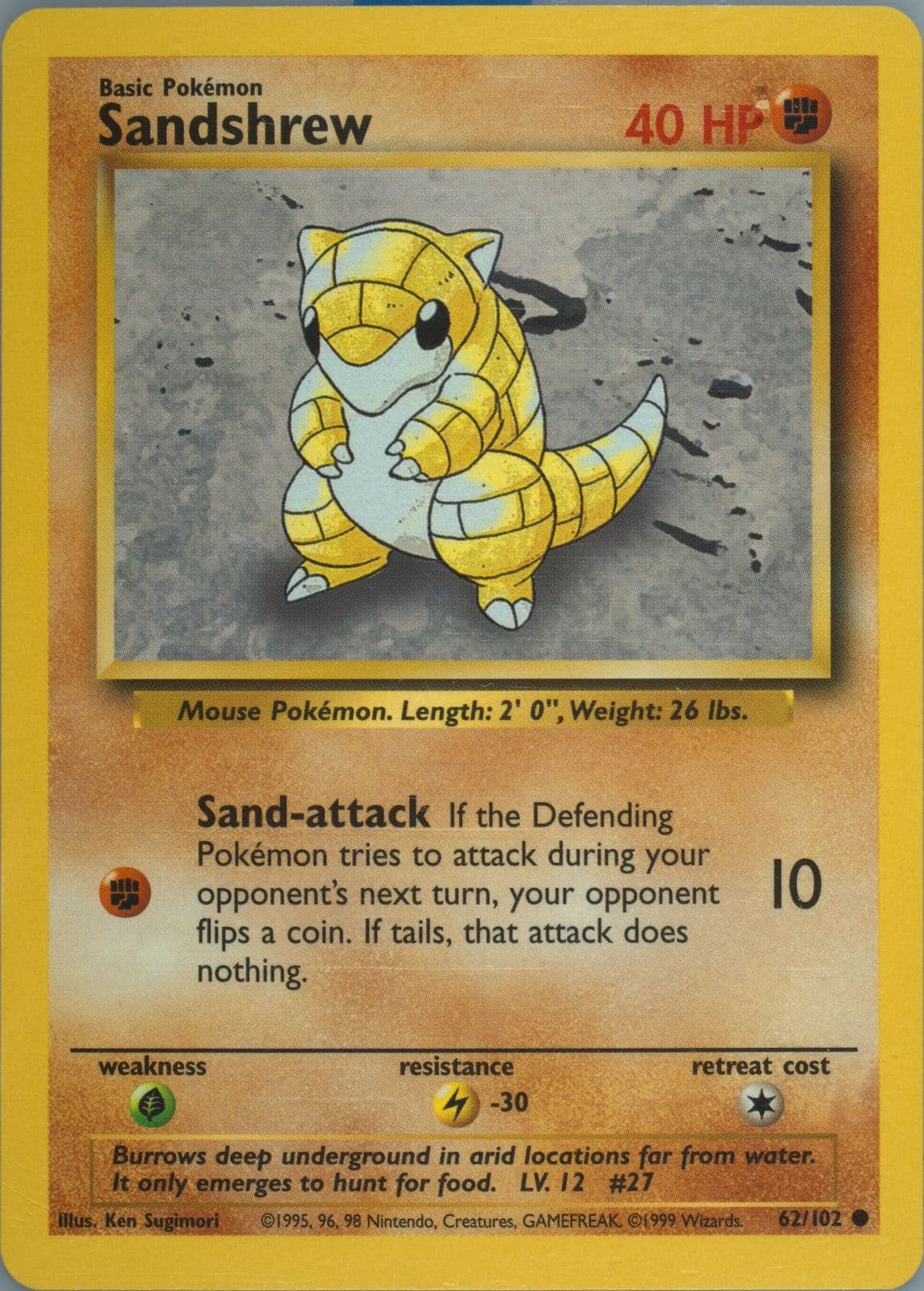 Sandshrew (62) 1999 Pokemon Game