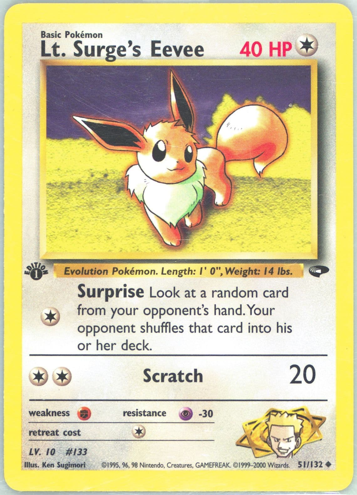 LT. Surge's Eevee 1st Edition (51) 2000 Pokemon Gym Challenge