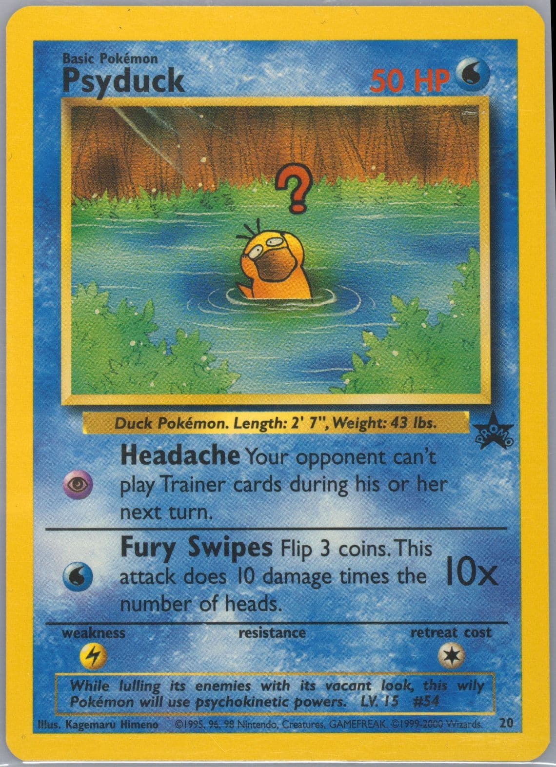 Psyduck Pokemon League (20) 2000 Pokemon Promo Black Star