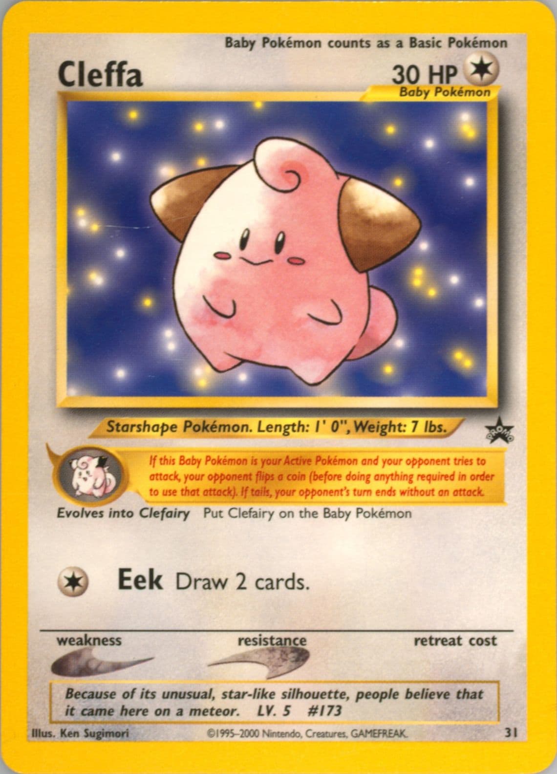 Cleffa Pokemon League (31) 2001 Pokemon Promo Black Star