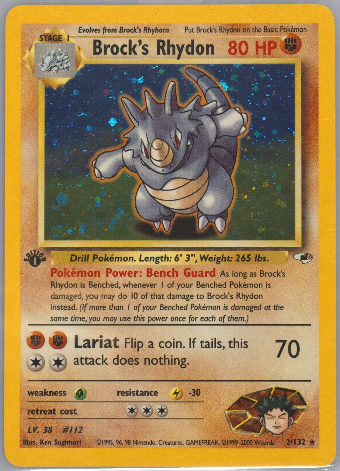 Brock's Rhydon Holo-1st Edition (2) 2000 Pokemon Gym Heroes