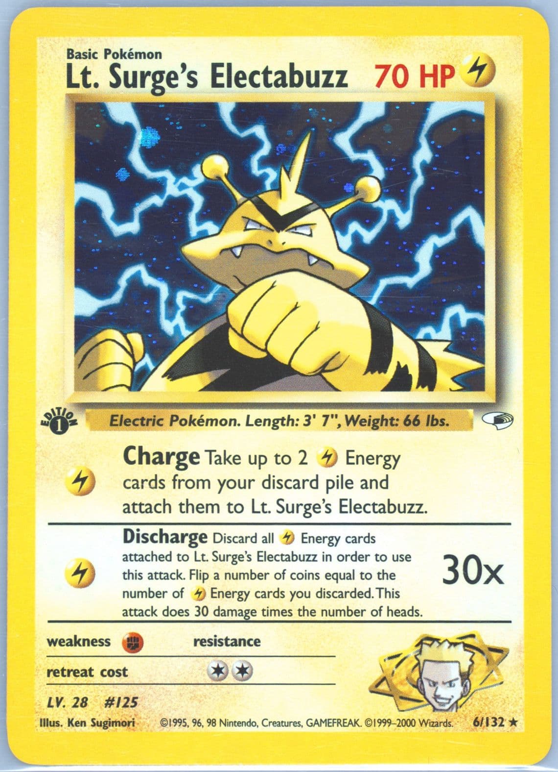 LT. Surge's Electabuzz Holo-1st Edition (6) 2000 Pokemon Gym Heroes