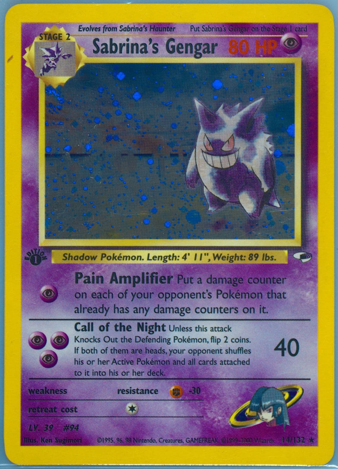 Sabrina's Gengar Holo-1st Edition (14) 2000 Pokemon Gym Heroes