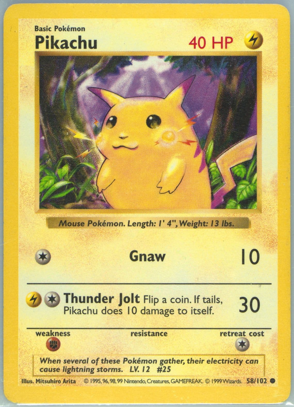 Pikachu Yellow Cheeks-Shadowless (58) 1999 Pokemon Game