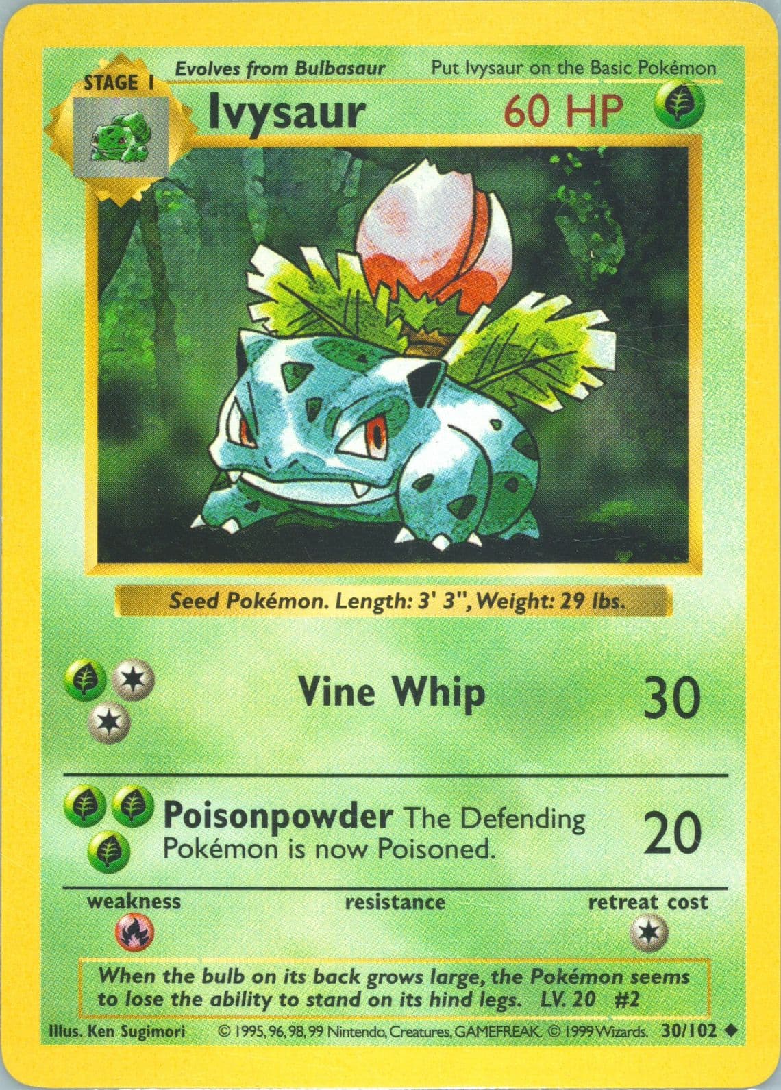 Ivysaur Shadowless (30) 1999 Pokemon Game