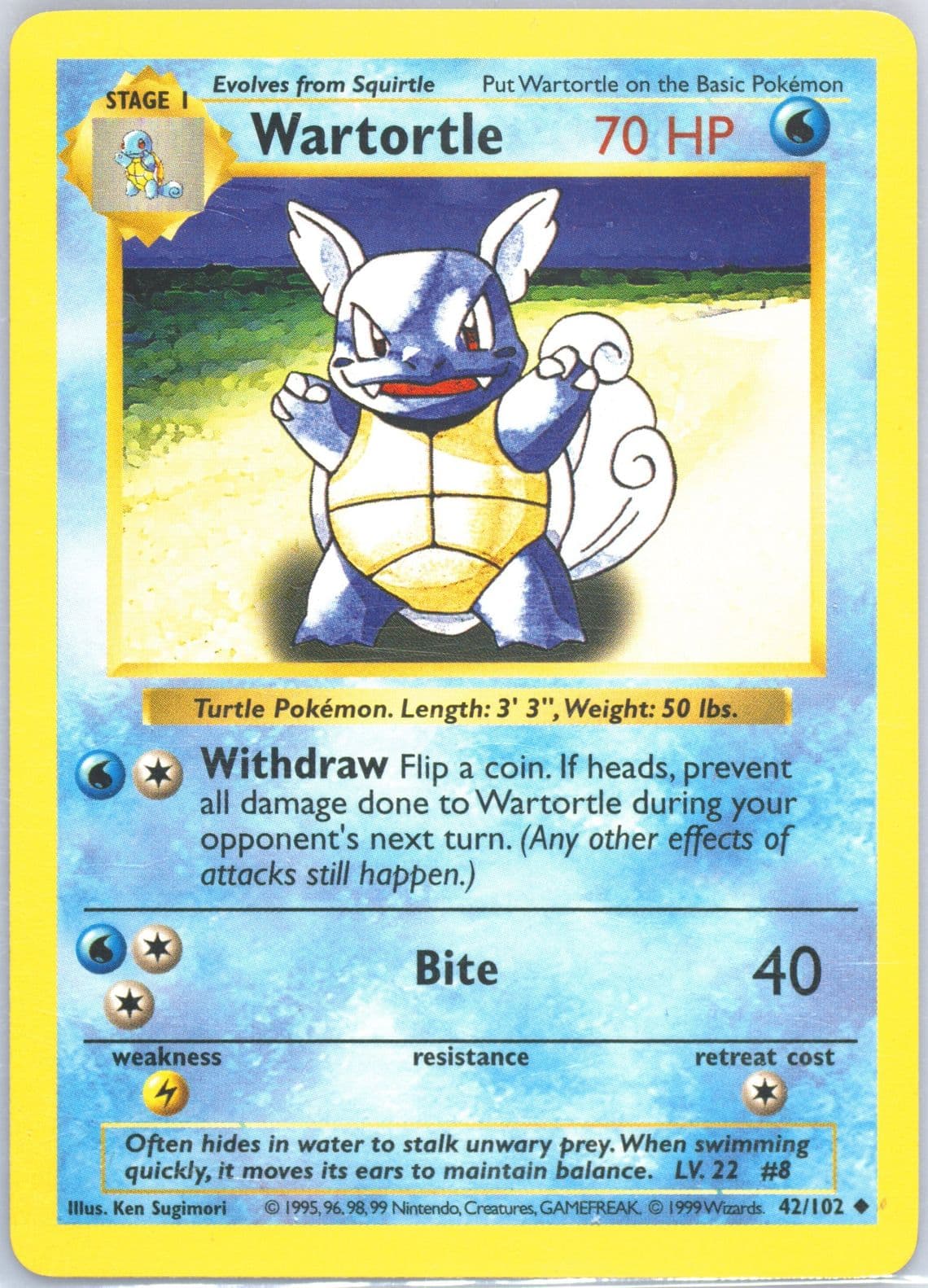 Wartortle Shadowless (42) 1999 Pokemon Game