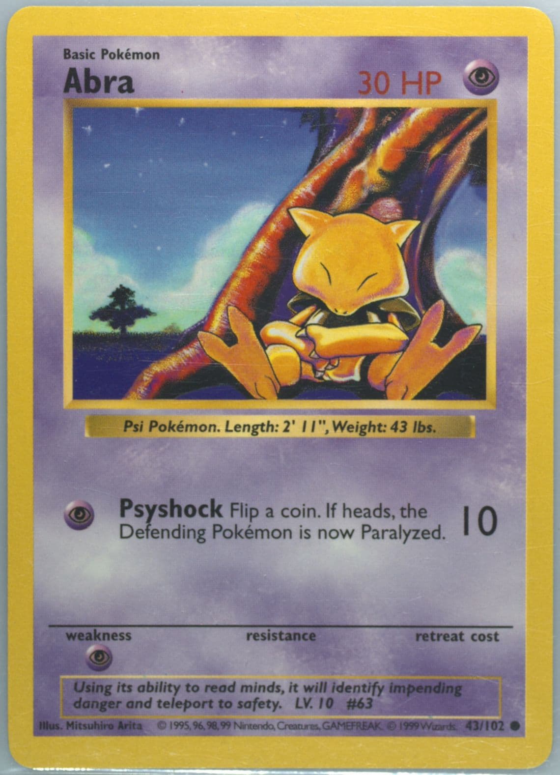 Abra Shadowless (43) 1999 Pokemon Game