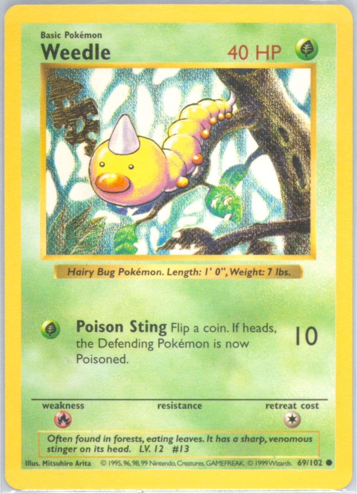 Weedle Shadowless (69) 1999 Pokemon Game