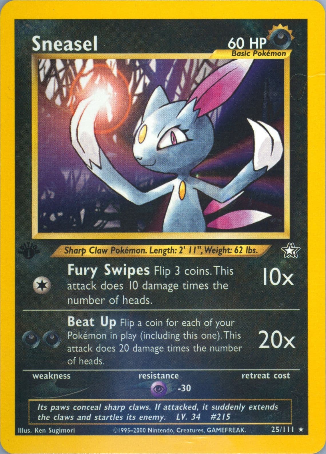 Sneasel (25) 2000 Pokemon Neo Genesis 1st Edition