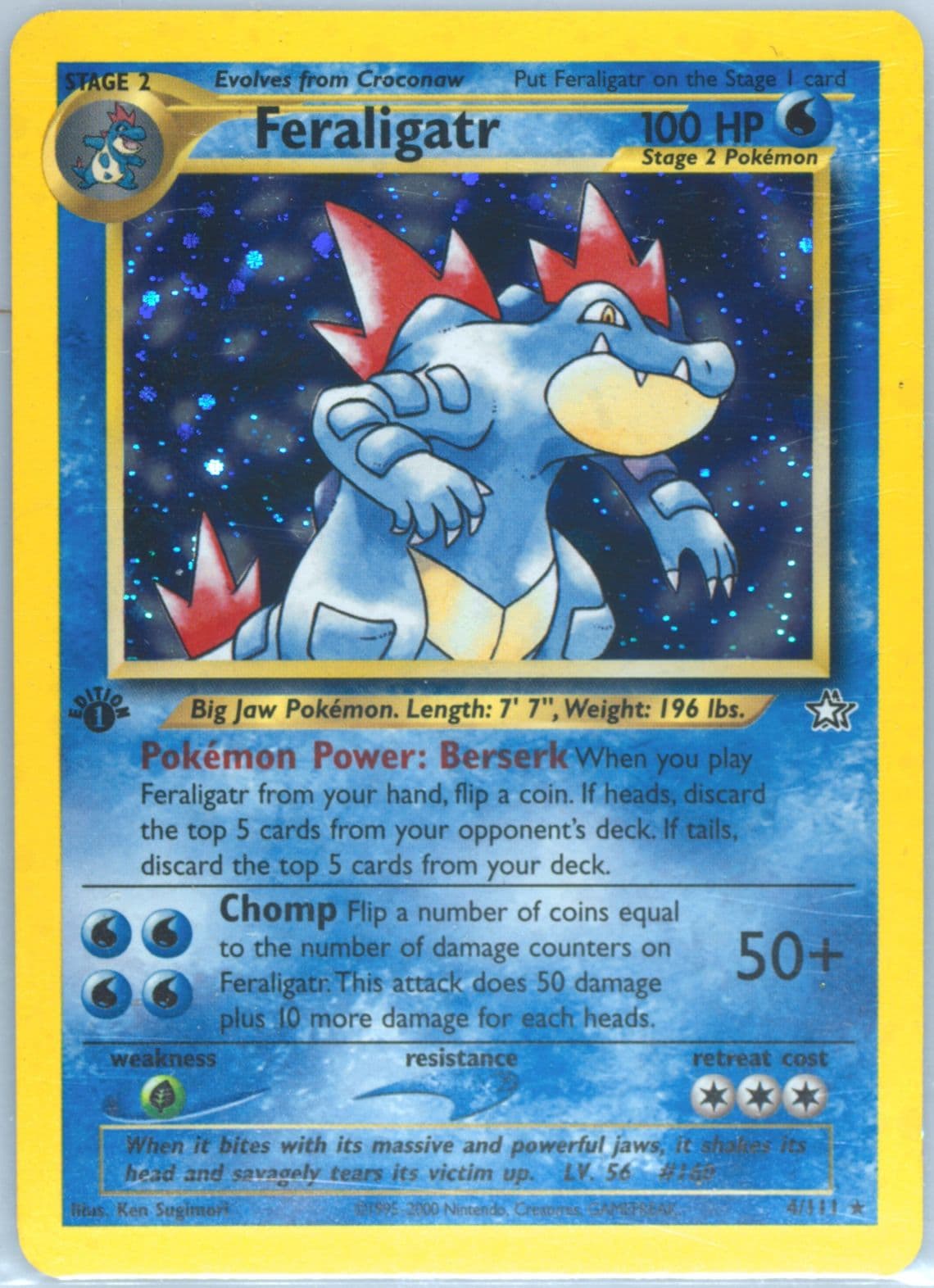 Feraligatr-Holo (4) 2000 Pokemon Neo Genesis 1st Edition