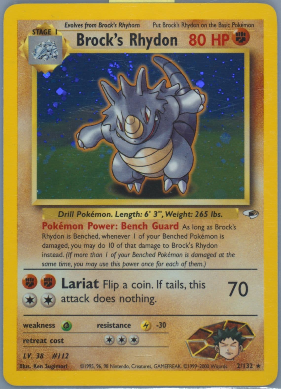 Brock's Rhydon Holo (2) 2000 Pokemon Gym Heroes