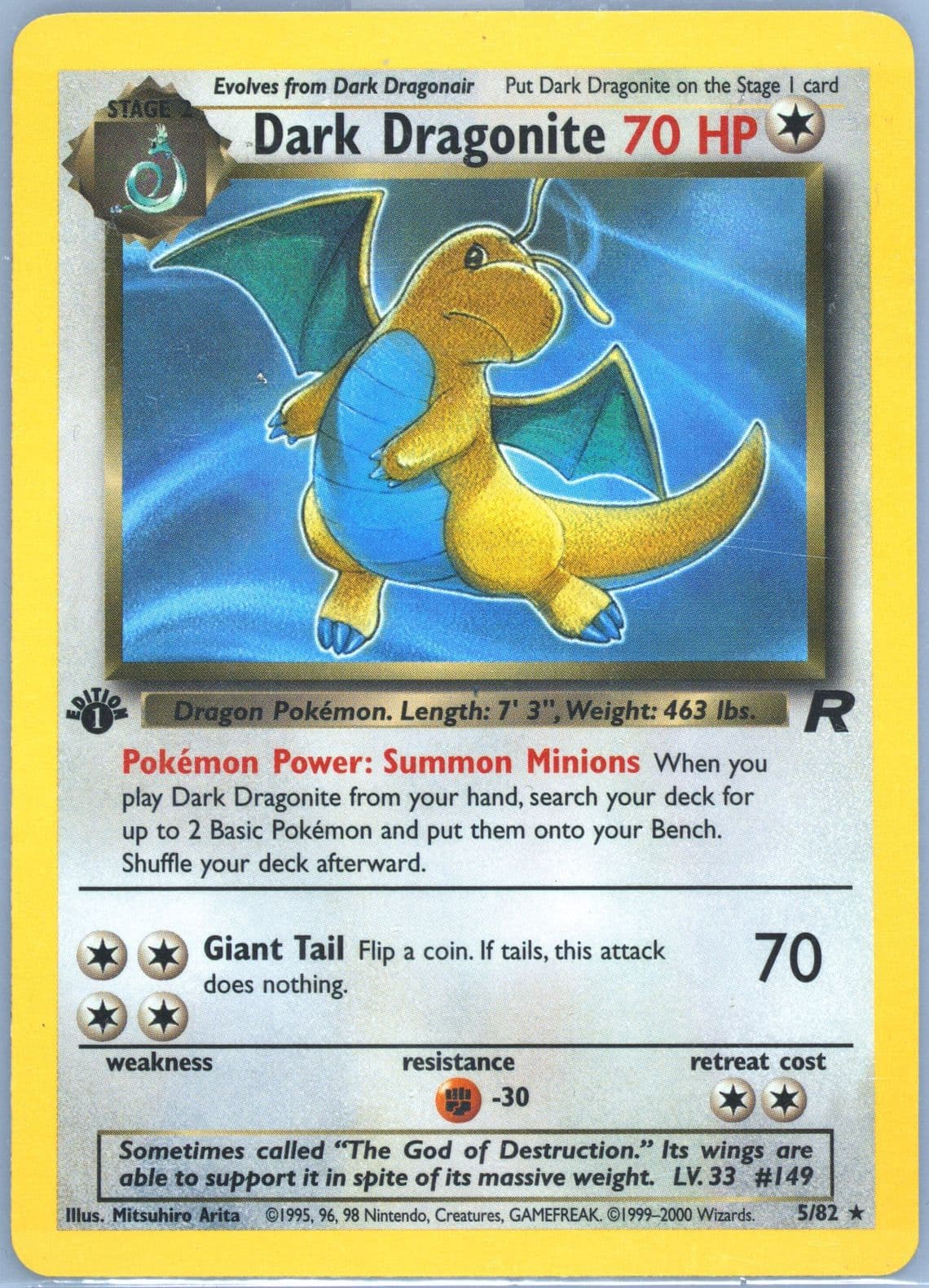 Dark Dragonite No Holo-1st Edition (5) 2000 Pokemon Rocket