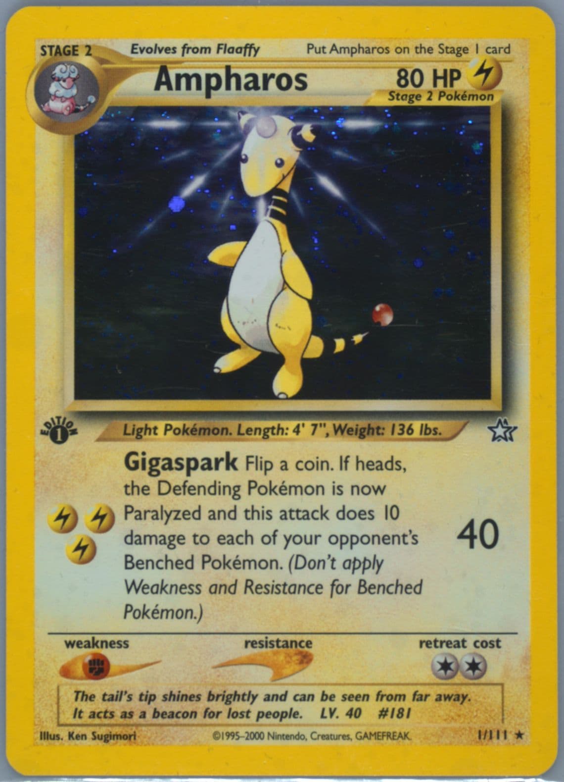 Ampharos-Holo (1) 2000 Pokemon Neo Genesis 1st Edition