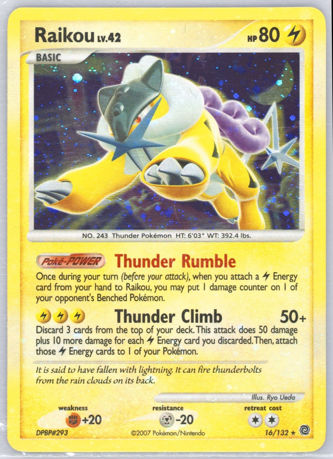 Raikou-Holo (16) 2007 Pokemon Diamond & Pearl Secret Wonders