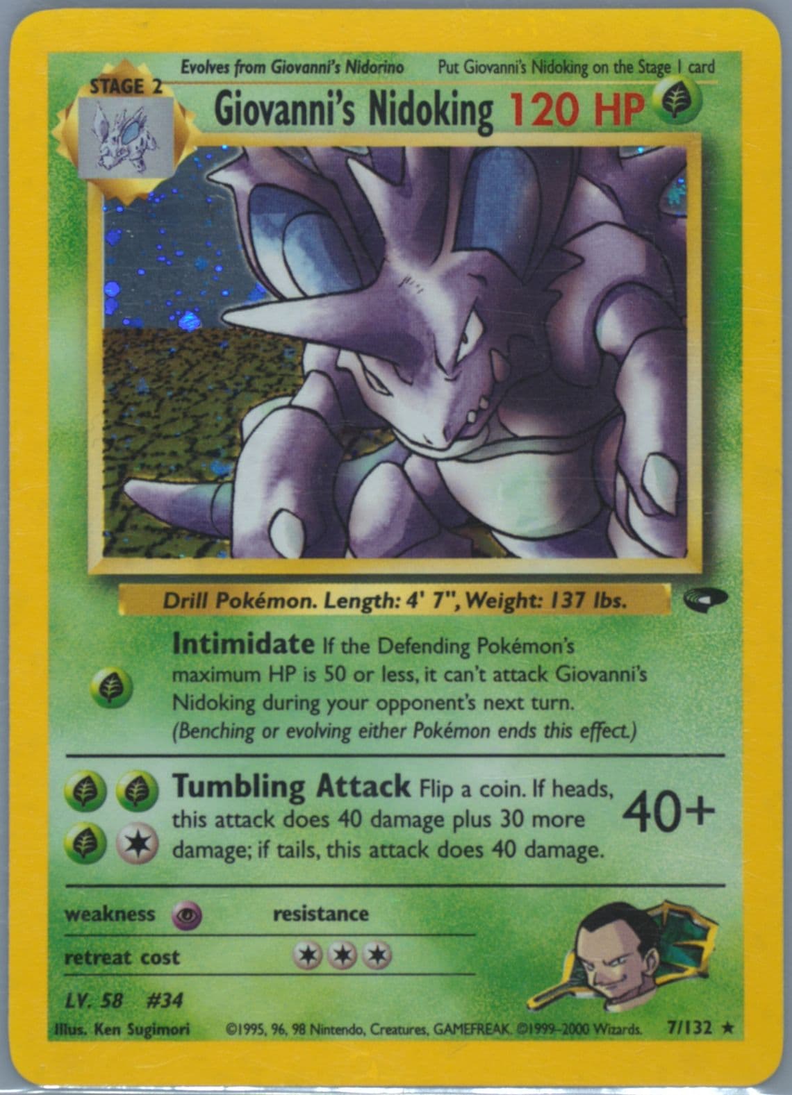 Giovanni's Nidoking Holo (7) 2000 Pokemon Gym Challenge