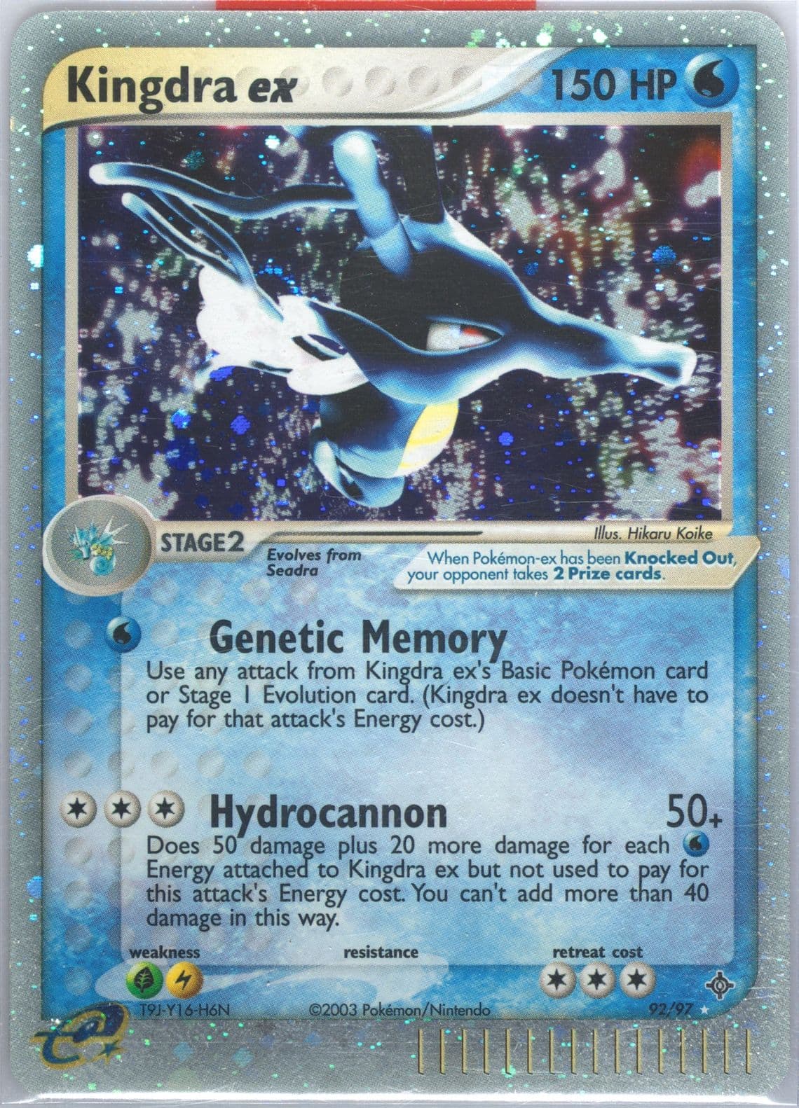 pokemon card kingdra ex 92/97 proof acrylic case and featuring a striking image of the captivating character Kingdra EX Pokemon EX Dragon