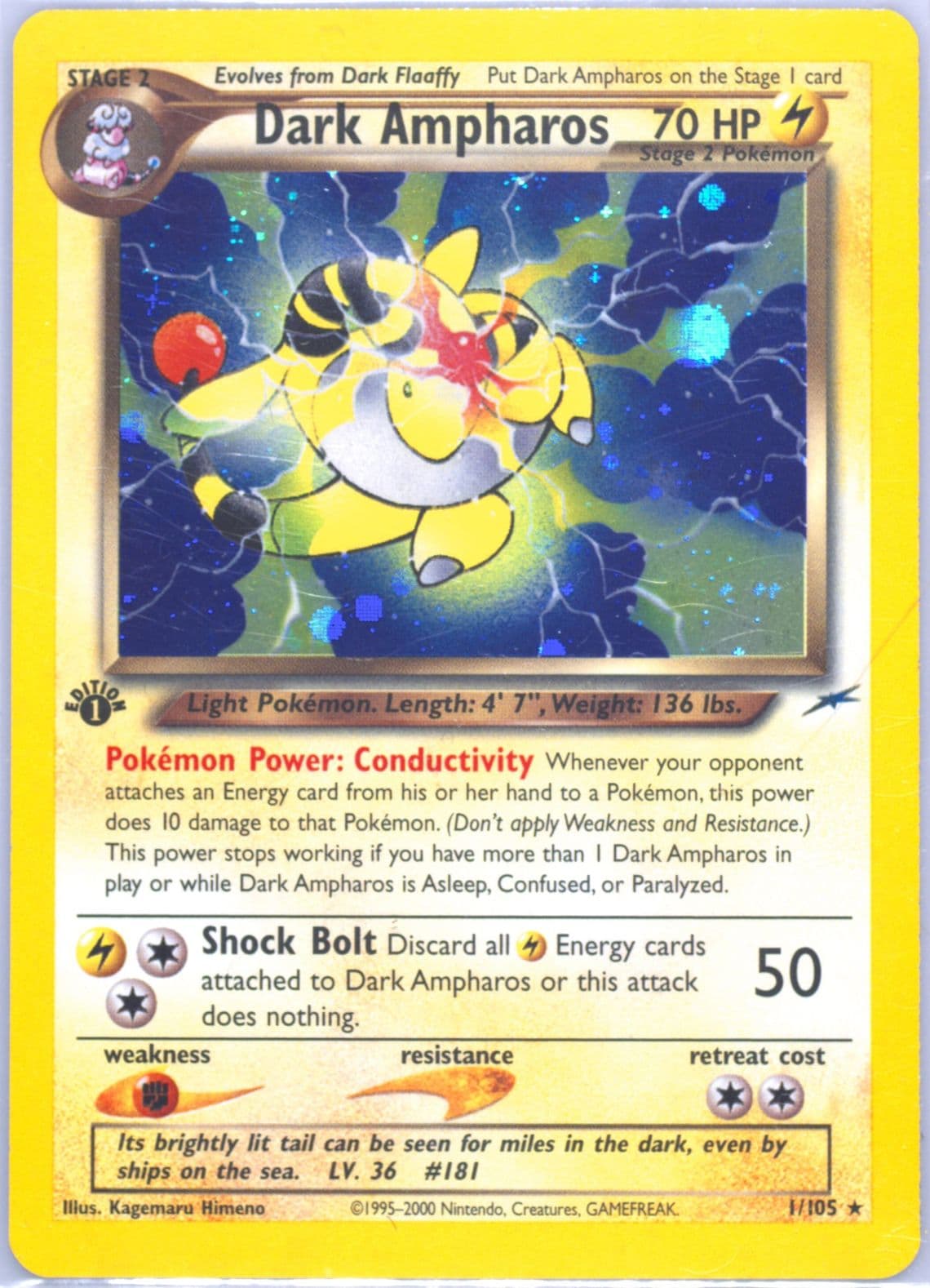 Dark Ampharos-Holo 1st Edition (1) 2002 Pokemon Neo Destiny