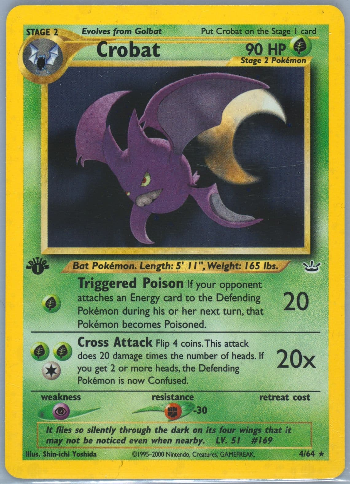 Crobat-Holo (4) 2001 Pokemon Neo Revelation 1st Edition