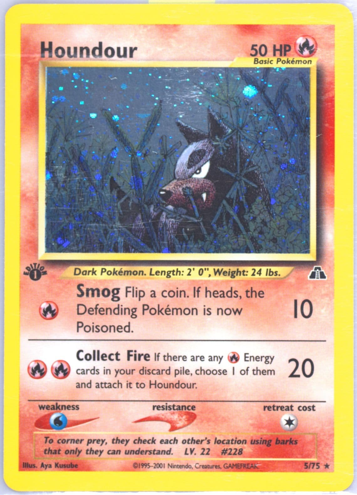 Houndour-Holo 1st Edition (5) 2001 Pokemon Neo Discovery