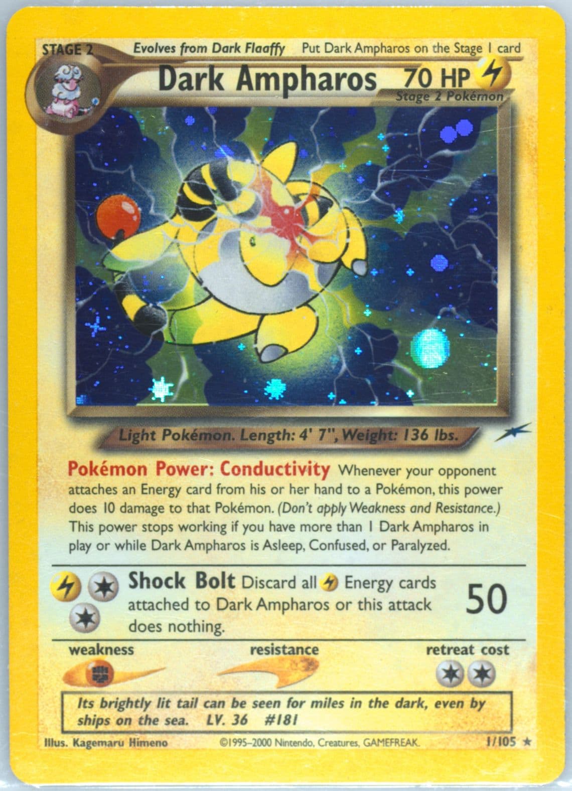 Dark Ampharos-Holo (1) 2002 Pokemon Neo Destiny