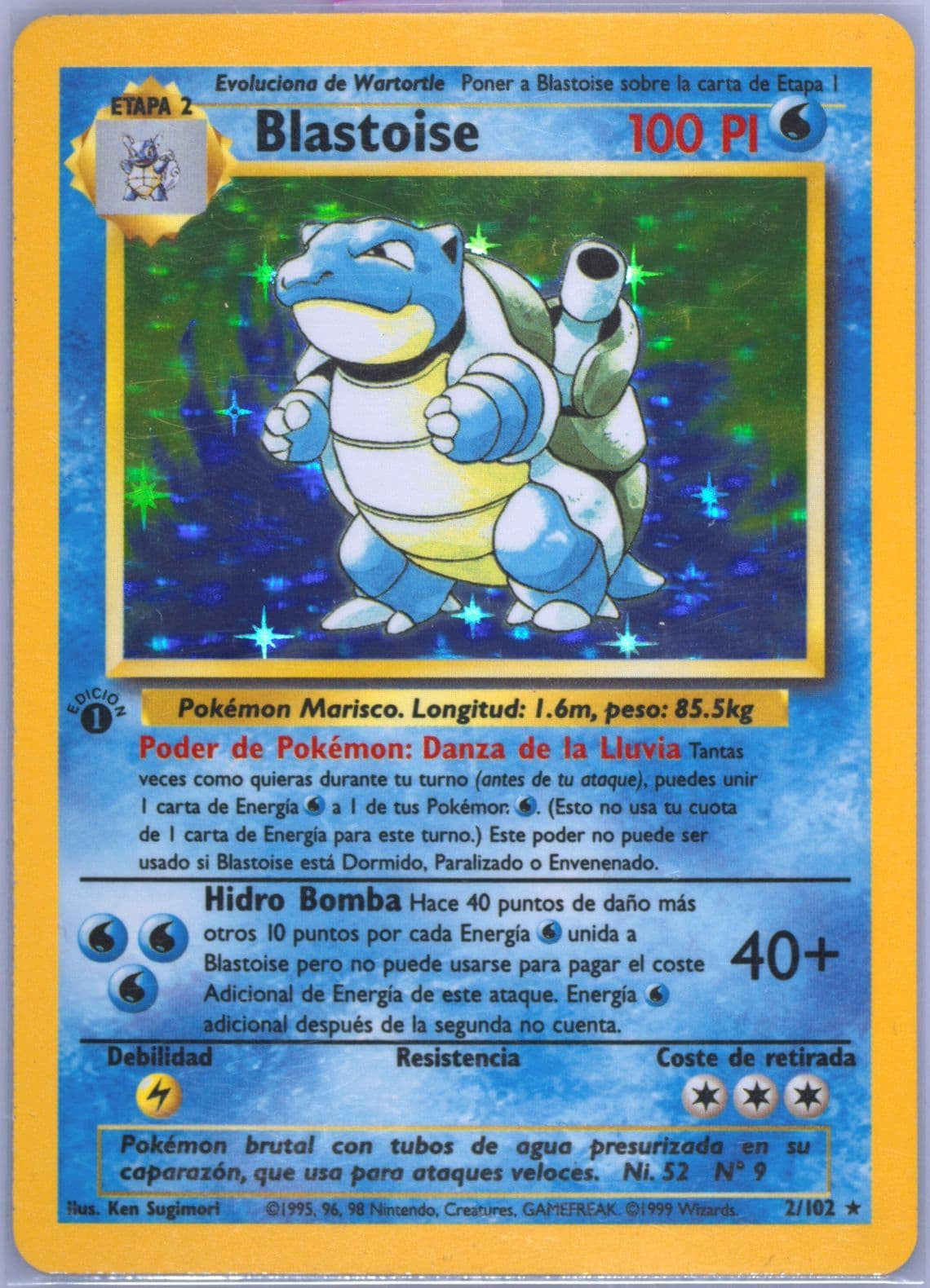 Blastoise-Holo 1st Edition (2) 1999 Pokemon Spanish