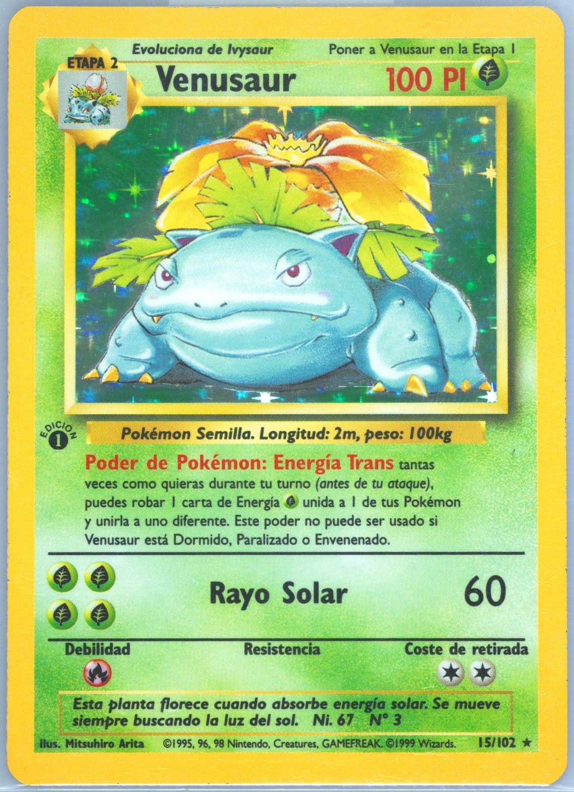 Venusaur-Holo 1st Edition (15) 1999 Pokemon Spanish