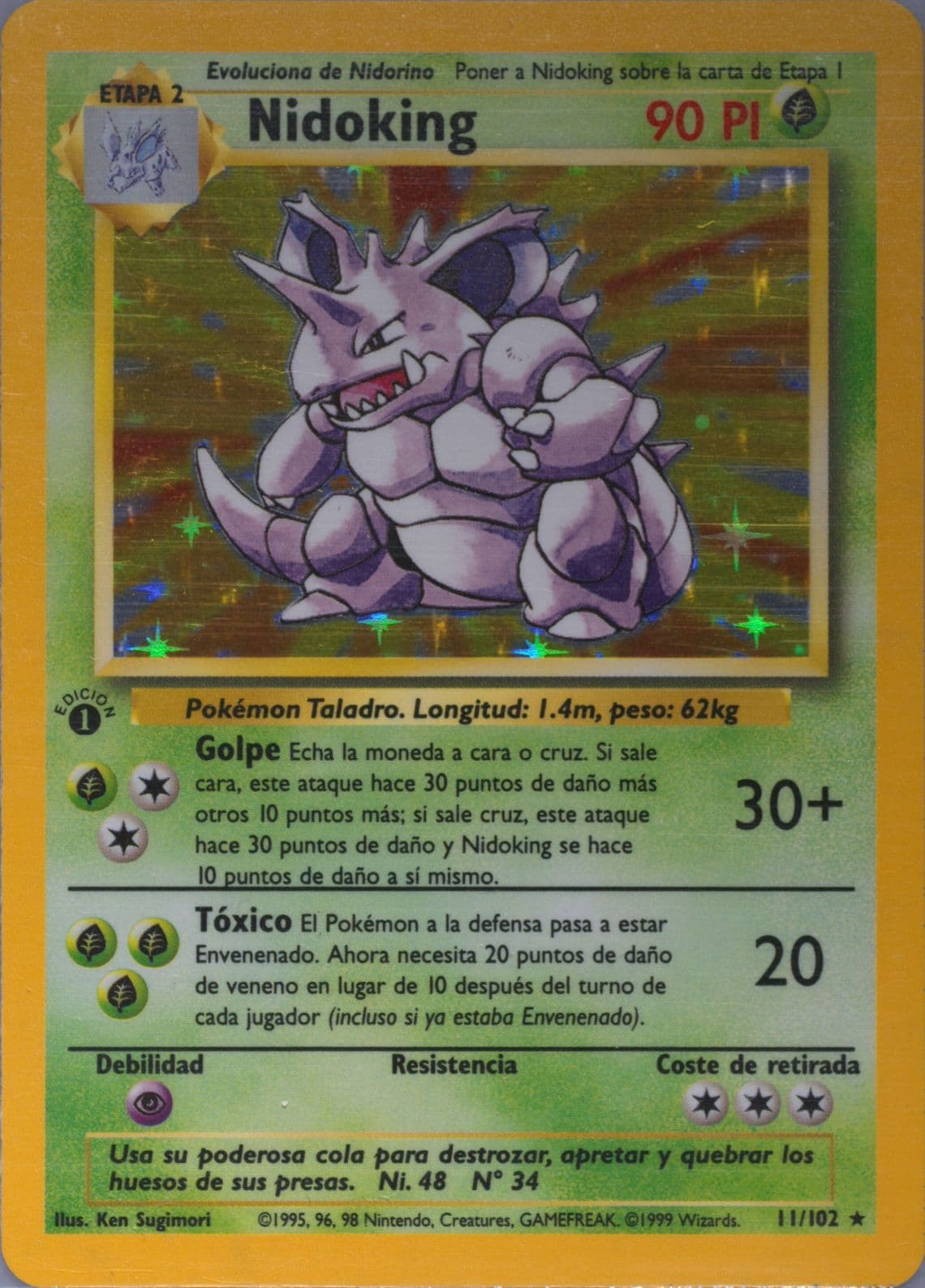 Nidoking-Holo 1st Edition (11) 1999 Pokemon Spanish