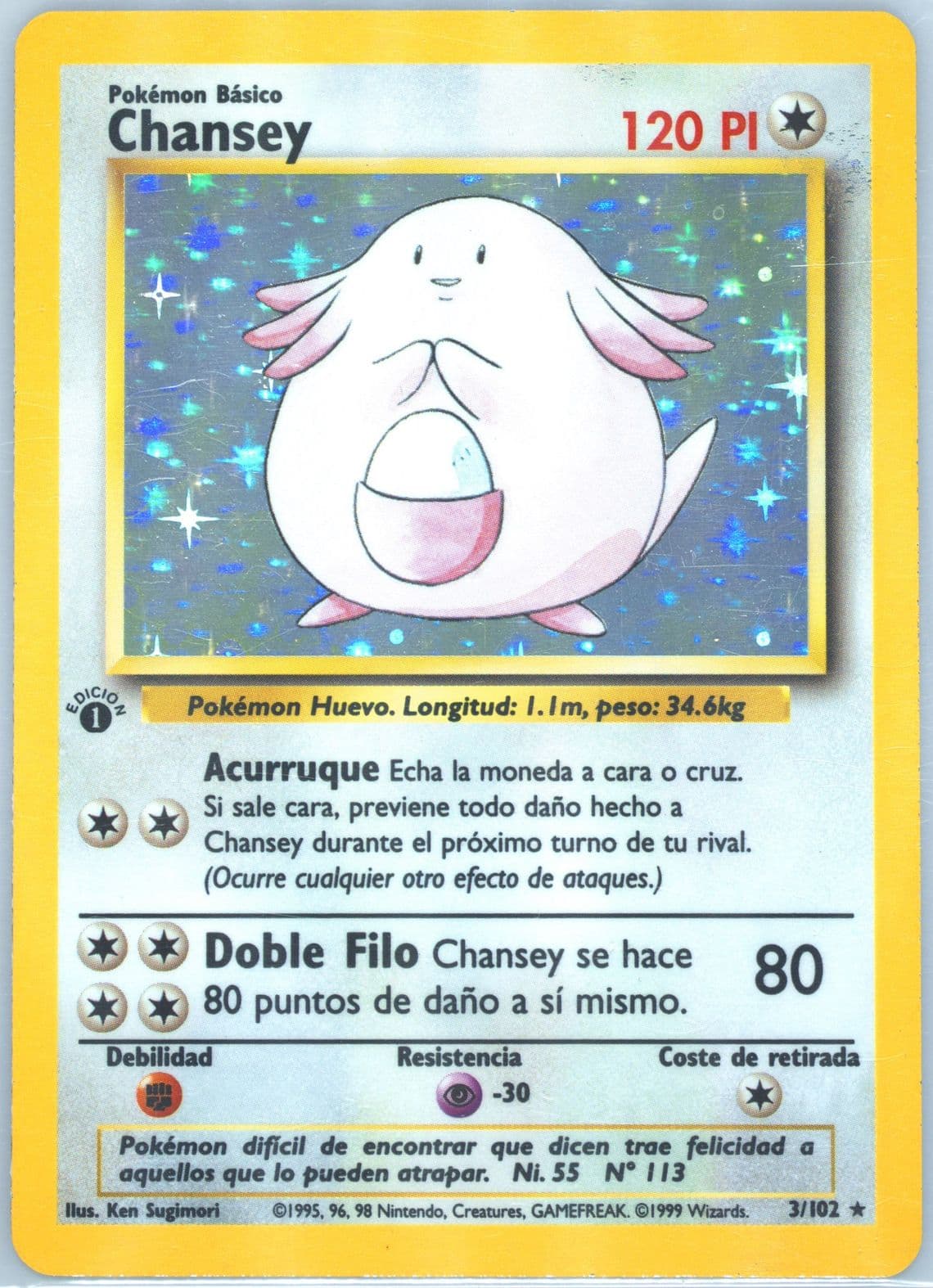 Chansey-Holo 1st Edition (3) 1999 Pokemon Spanish