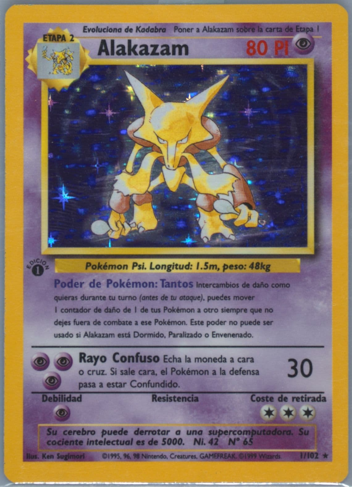 Alakazam-Holo 1st Edition (1) 1999 Pokemon Spanish