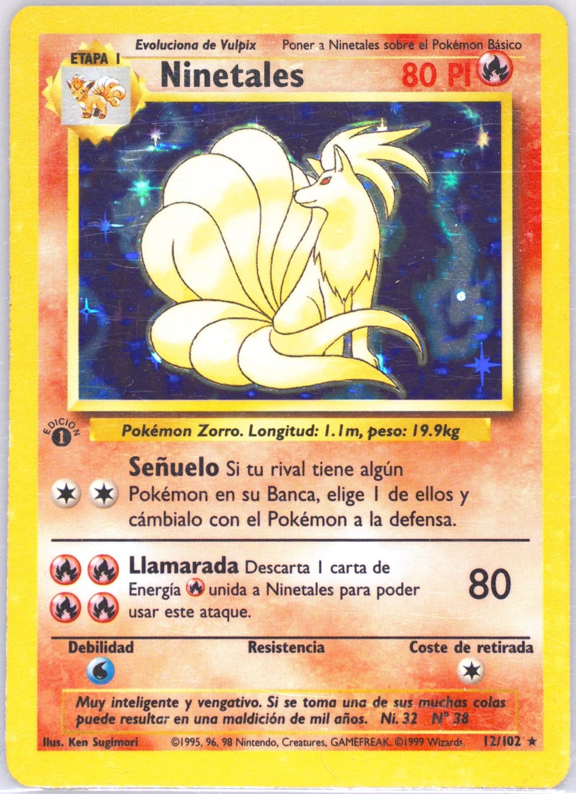Ninetales-Holo 1st Edition (12) 1999 Pokemon Spanish