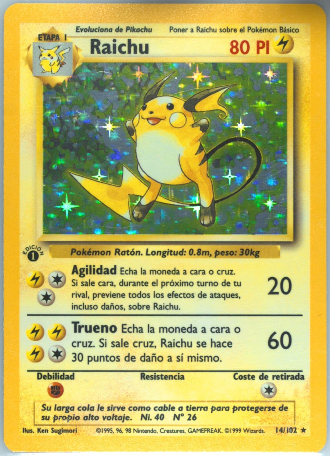 Raichu-Holo 1st Edition (14) 1999 Pokemon Spanish