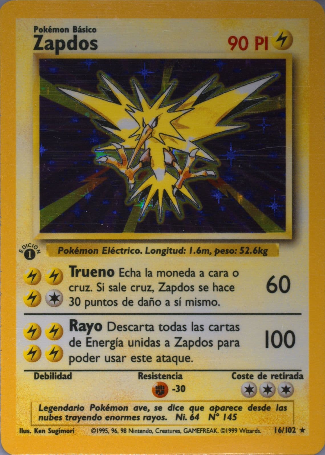 Zapdos-Holo 1st Edition (16) 1999 Pokemon Spanish