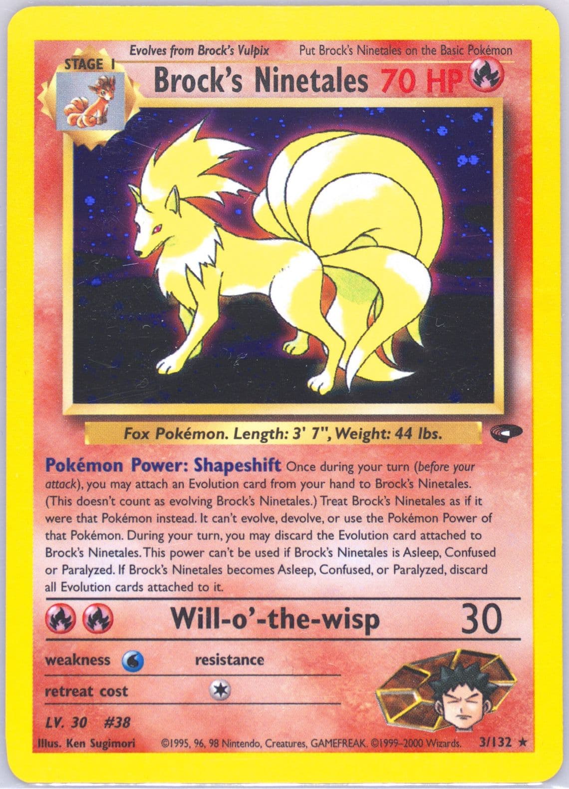 Brock's Ninetales Holo (3) 2000 Pokemon Gym Challenge