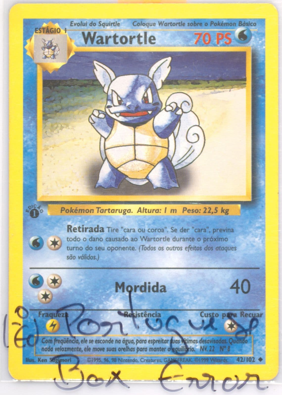 Wartortle 1st Edition (42) 1999 Pokemon Portuguese
