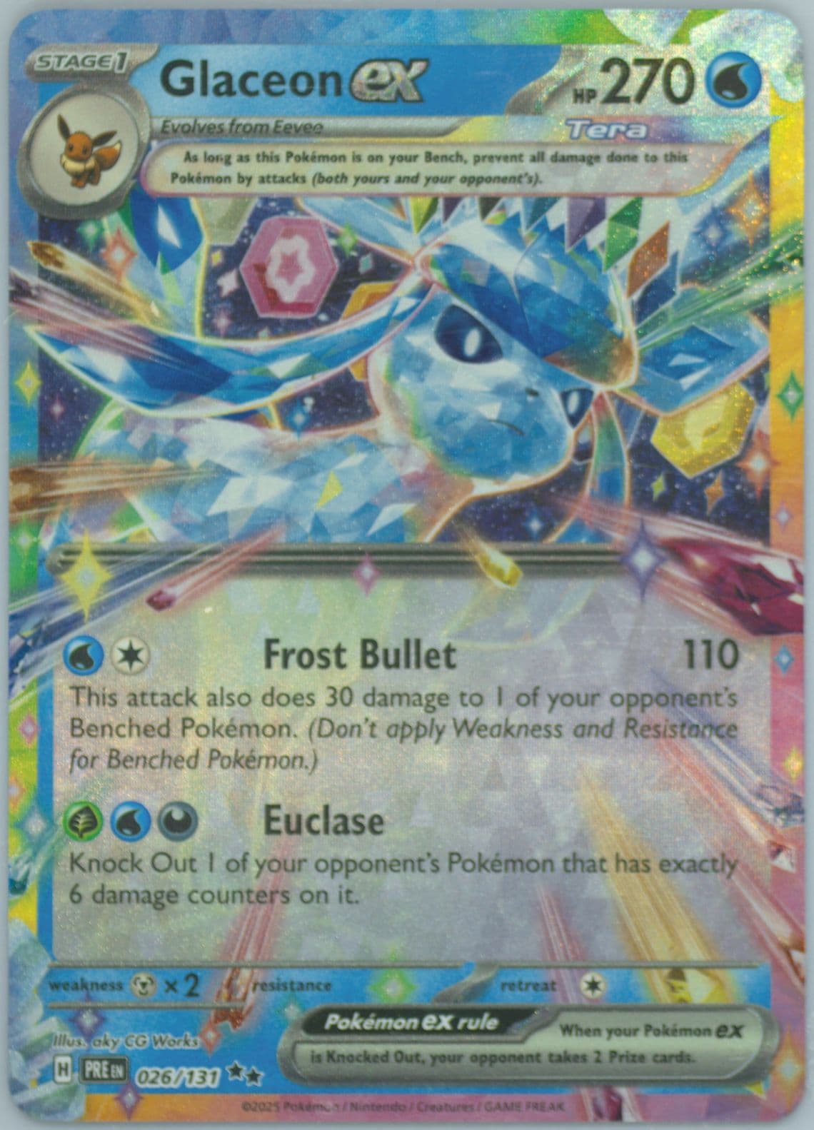 Glaceon EX (026) 2025 Pokemon Pre EN-Prismatic Evolutions