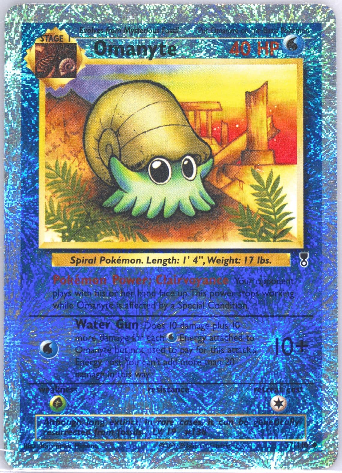 Omanyte-Reverse Foil (57) 2002 Pokemon Legendary Collection