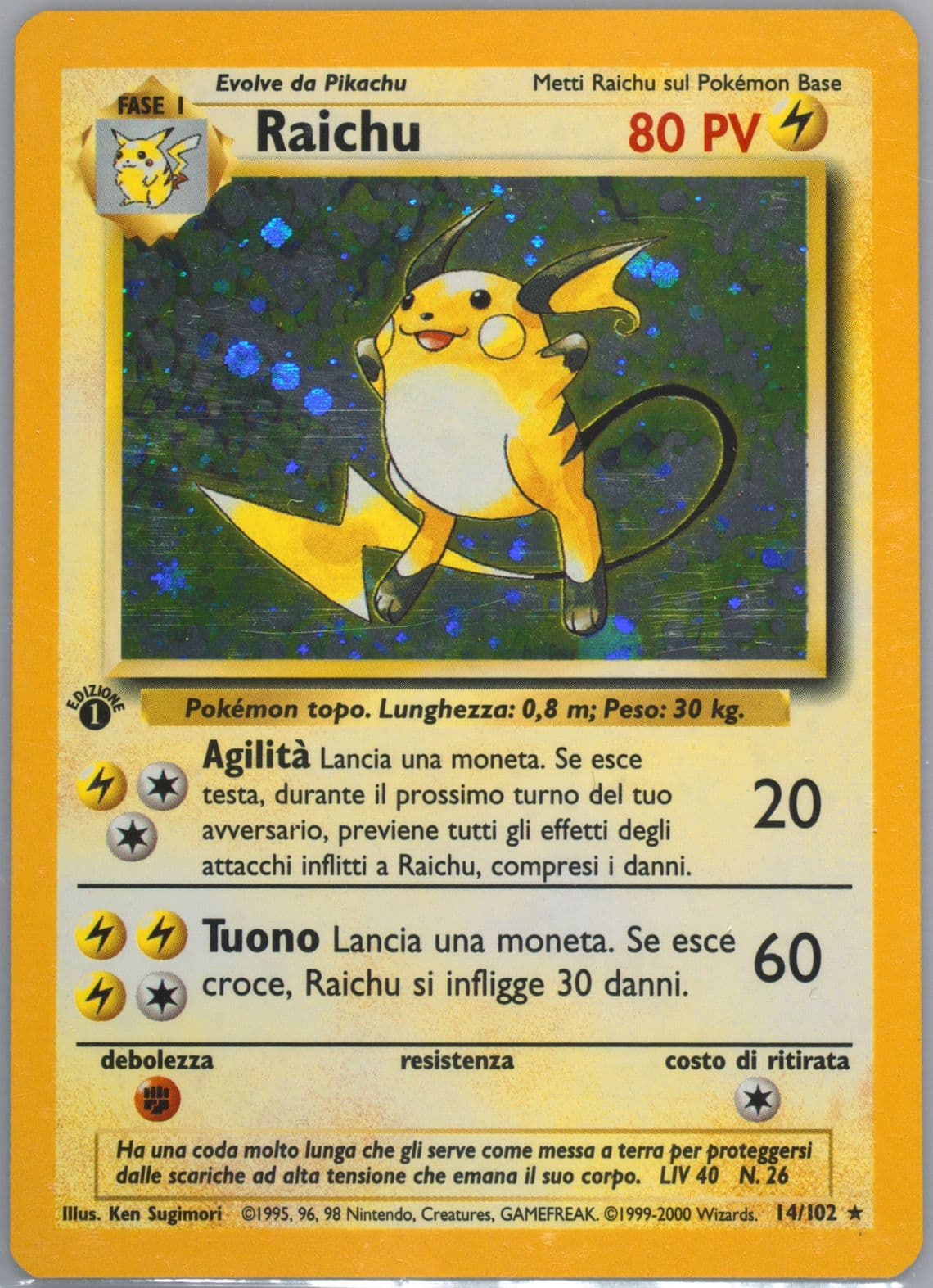 Raichu-Holo 1st Edition-Italian (14) 2000 Pokemon Game