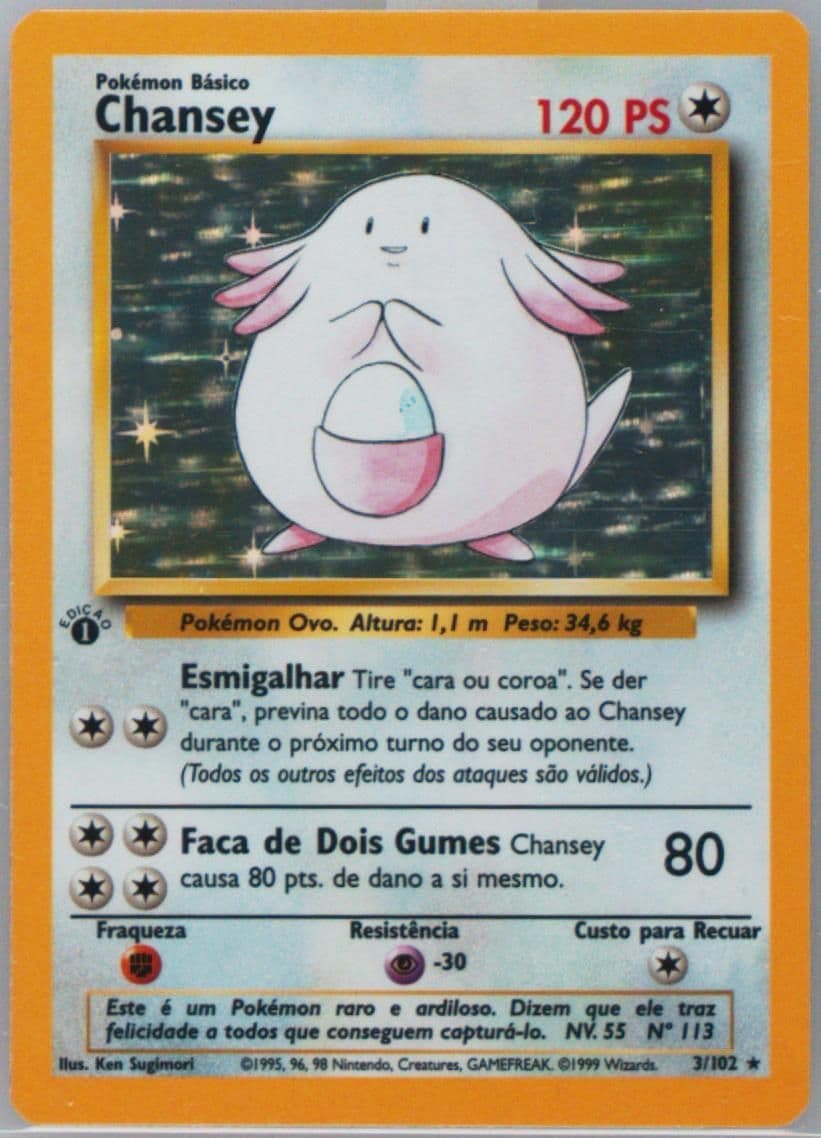 Chansey-Holo 1st Edition (3) 1999 Pokemon Portuguese