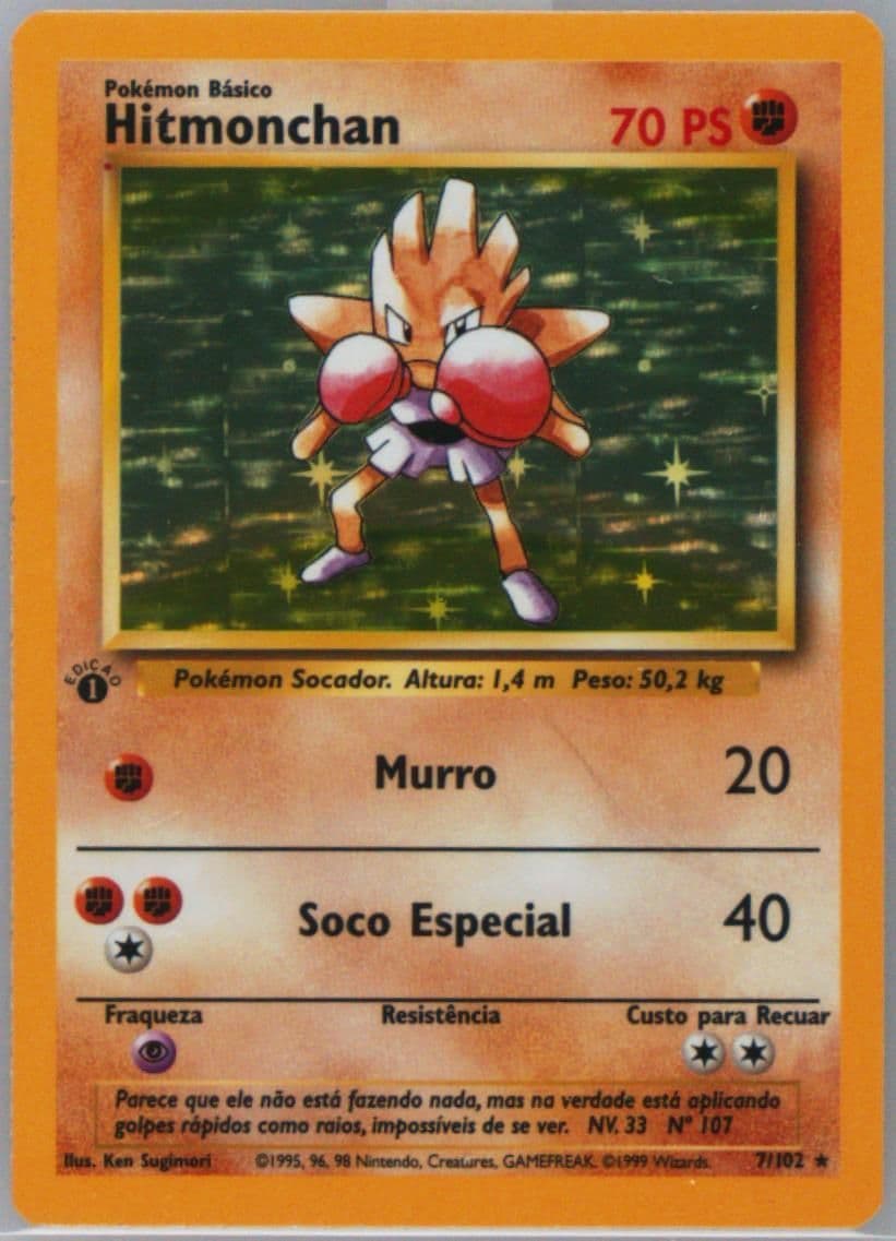 Hitmonchan-Holo 1st Edition (7) 1999 Pokemon Portuguese