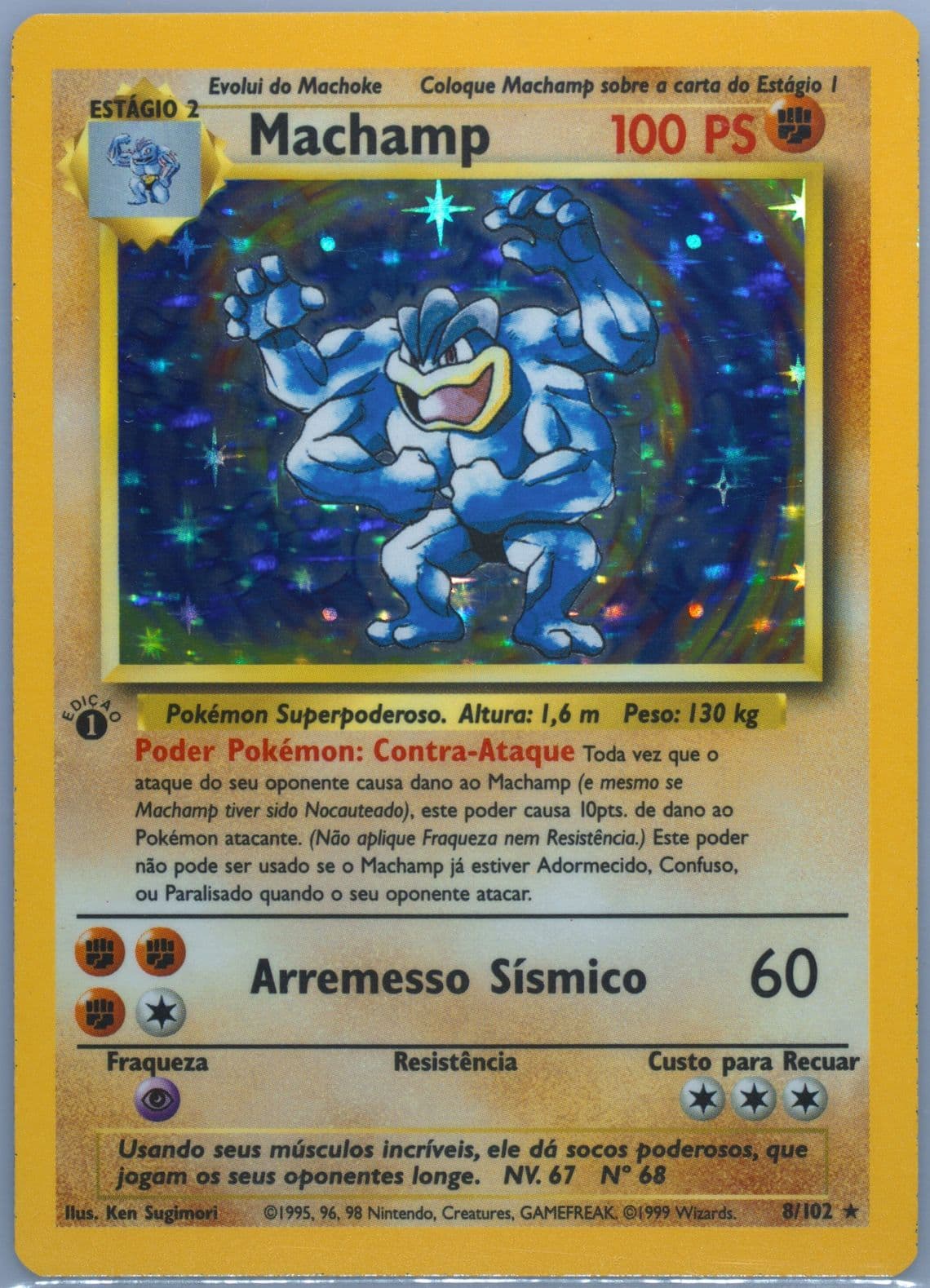Machamp-Holo 1st Edition (8) 1999 Pokemon Portuguese